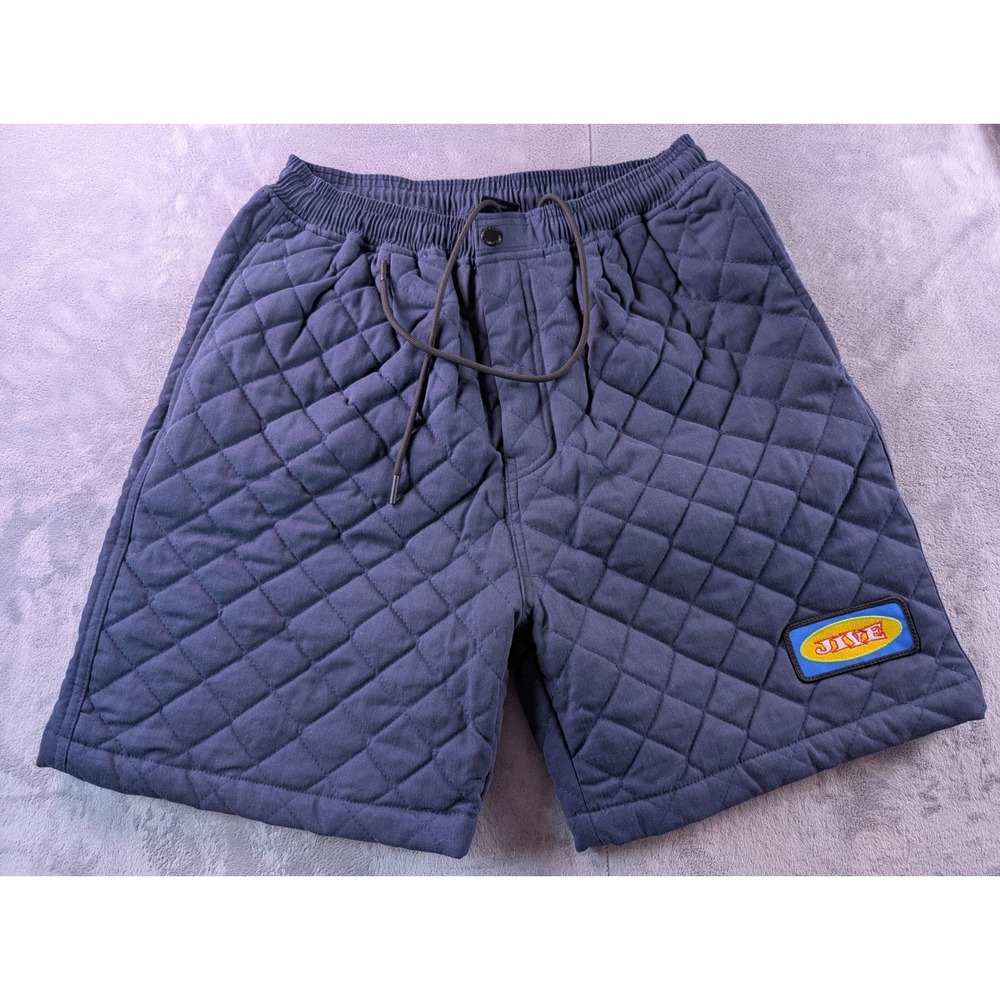 Freshjive OG Quilted Shorts Navy Blue Mens Small Made in USA Jive Logo Patch Y2K